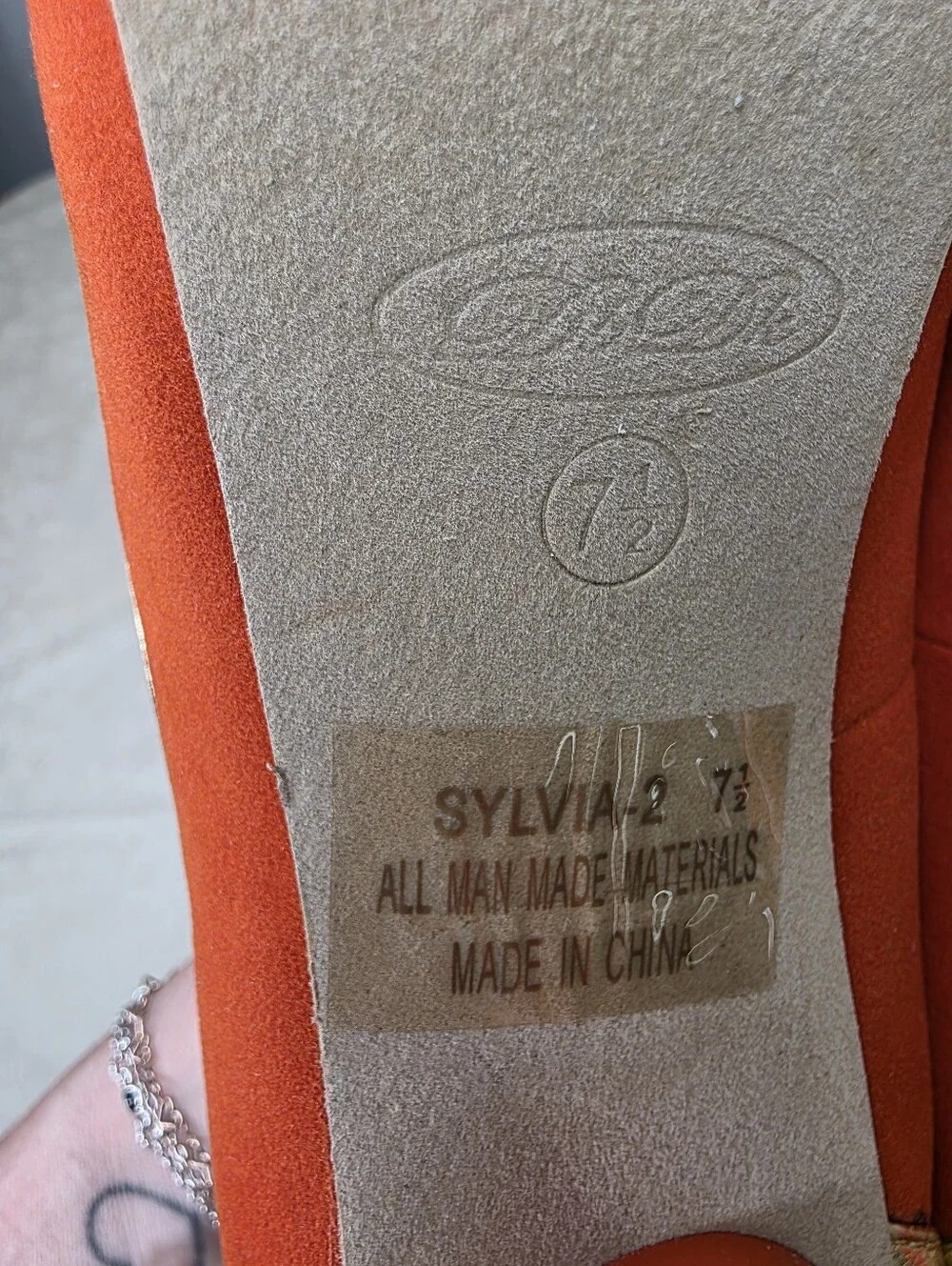 De Blossom Collection Sylvia-2 Orange Faux Suede Peep Toe Platform Heels 7.5
